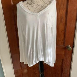 POL Ivory Baby Ribbed Asymmetrical Top (L)